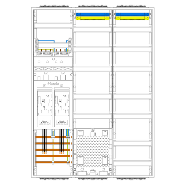 F-Tronic Zählerschrank eHZ 2 Zähler, 2 Verteiler, APZ, 1100mm